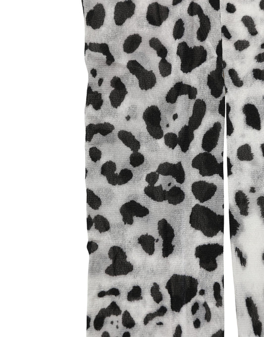 Dolce & Gabbana Gray Leopard Nylon Tights Stocking Pantyhose Socks