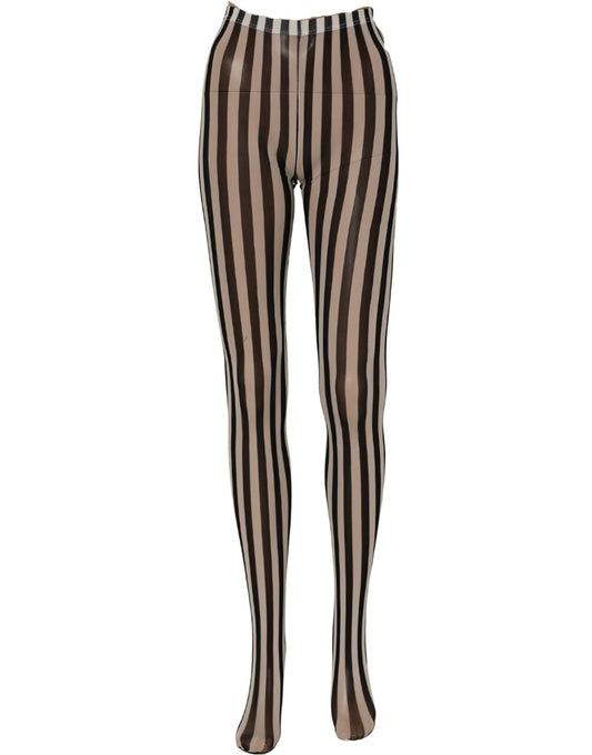 Dolce & Gabbana Black White Stripes Tights Stocking Pantyhose Socks