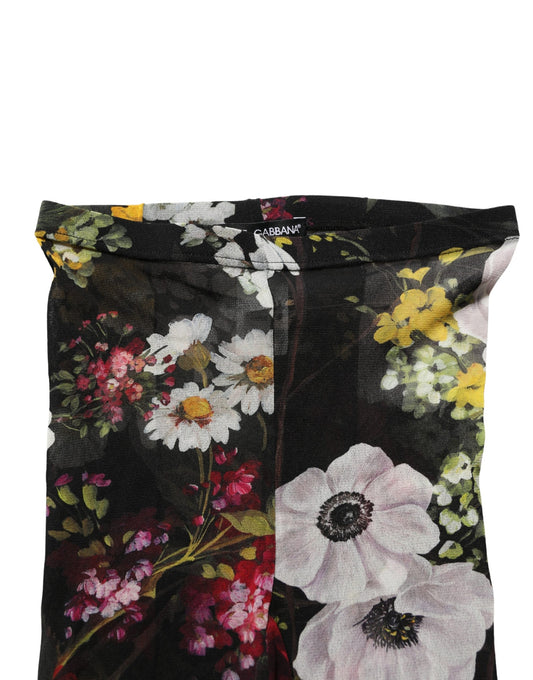 Dolce & Gabbana Black Nylon Floral Print Tights Stockings Socks