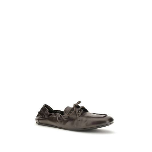 Prada Brown Calf Leather Bos Taurus Slip-On Loafers