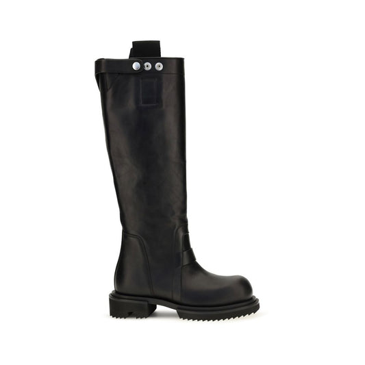 Rick Owens Black Calf Leather Bos Taurus Rain Boots
