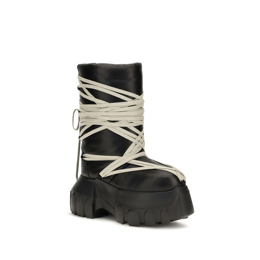 Rick Owens Black Calf Leather Bos Taurus Lace-Up Boots