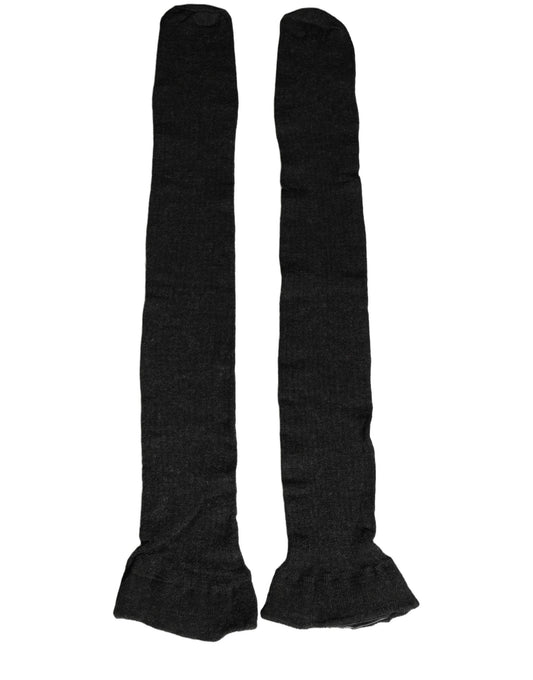 Dolce & Gabbana Black Wool Over Calf Long Women Accessory Socks