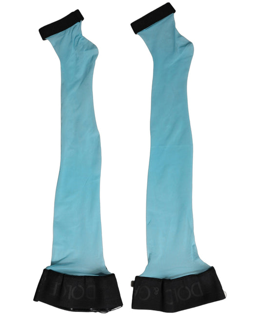 Dolce & Gabbana Light Blue Nylon Thigh High Women Accessory Socks