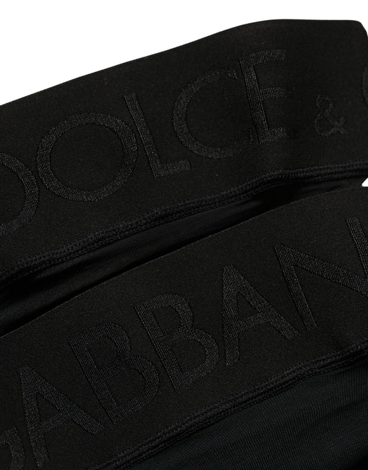 Dolce & Gabbana Black Nylon Logo Calf Long Women Accessory Socks