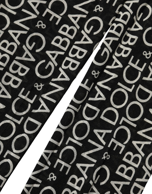 Dolce & Gabbana Black White All Over Print Sheer Stretch Tights Socks