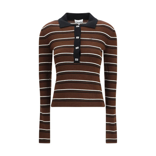 Ganni Brown Wool Oves Aries Dress Shirt