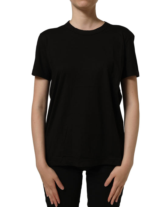 Dolce & Gabbana Black Cotton Crew Neck Short Sleeves T-shirt