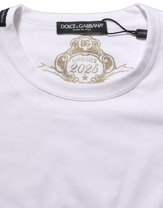 Dolce & Gabbana White Cotton Crew Neck Short Sleeves T-shirt