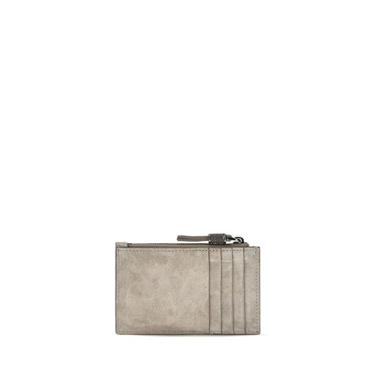 Brunello Cucinelli Gray Calf Leather Bos Taurus Wallet