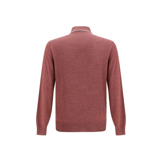 Brunello Cucinelli Bordeaux Cashmere Polo Shirt