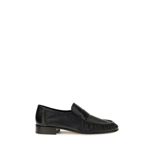 The Row Black Calf Leather Bos Taurus Slip-On Loafers
