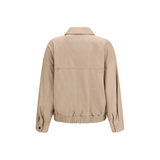 Brunello Cucinelli Beige Leather Leather Jacket