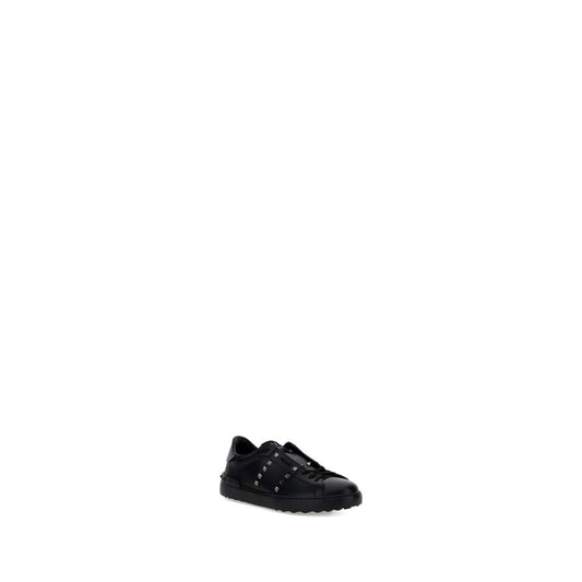 Valentino Garavani Black Calf Leather Bos Taurus Athletic Sneakers