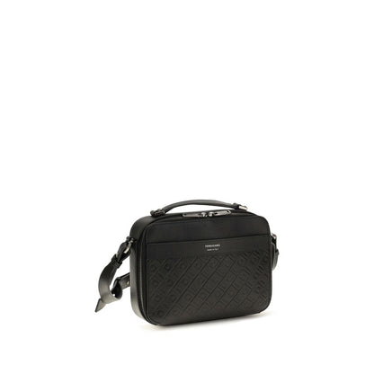 Ferragamo Black Calf Leather Bos Taurus Shoulder Bag