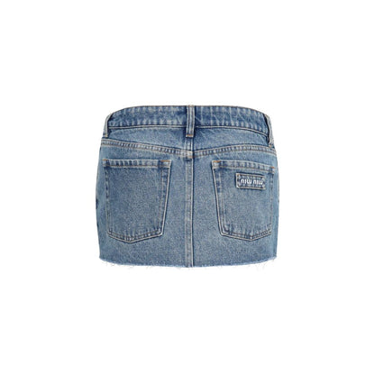 Miu Miu Blue Cotton Mini Skirt