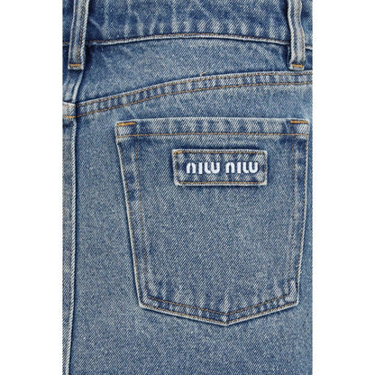 Miu Miu Blue Cotton Mini Skirt