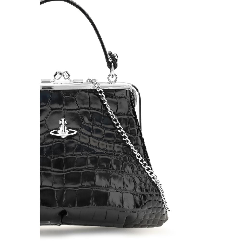 Vivienne Westwood Black Calf Leather Bos Taurus Shoulder Bag