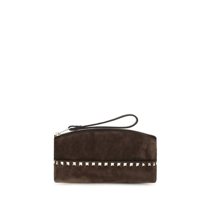 Valentino Garavani Brown Suede Leather Handbag