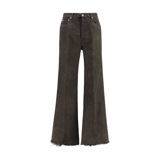 Rick Owens Bicolor Cotton Flared Jeans