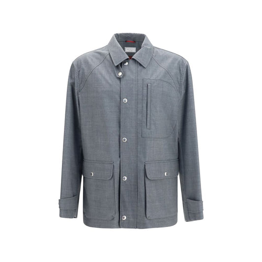 Brunello Cucinelli Gray Wool Oves Aries Full-Length Jacket