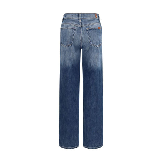 7FOR Blue Cotton Straight-Leg Jeans
