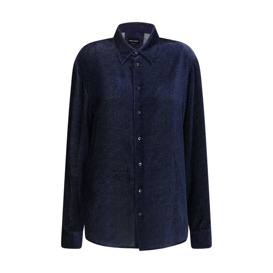 Giorgio Armani Blue Silk Dress Shirt