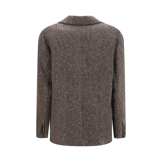 Brunello Cucinelli Brown Wool Oves Aries Biker Jacket