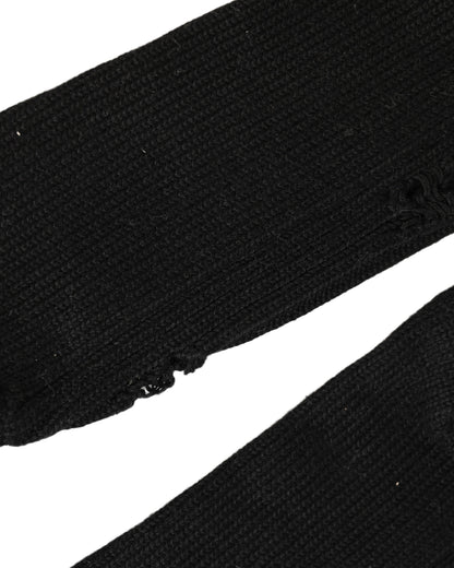 Dolce & Gabbana Black Cotton Distressed Mid Calf Accessory Socks