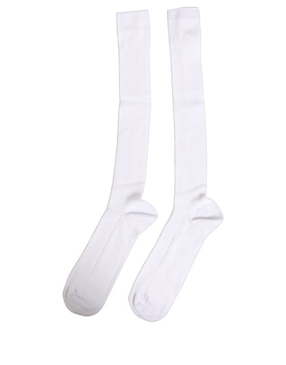 Dolce & Gabbana Men White Viscose Over The Calf Accessory Socks