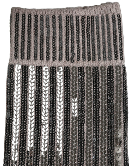 Dolce & Gabbana Gray Sequin Cotton Knit Mid Calf Accessory Socks