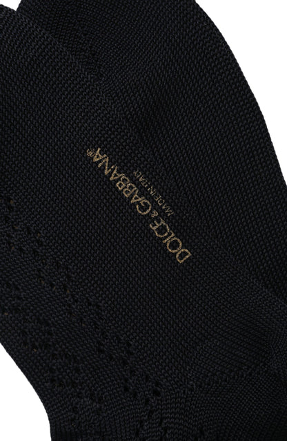 Dolce & Gabbana Dark Blue Cotton Knit Mid Calf Accessory Socks