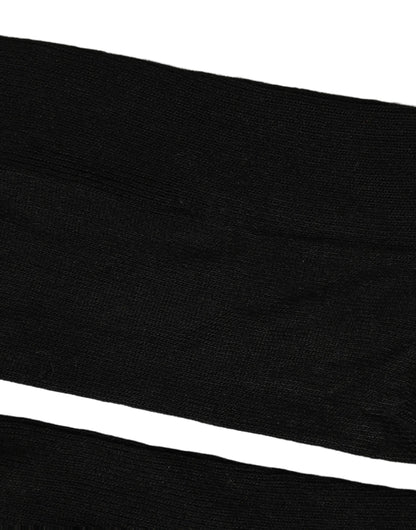 Dolce & Gabbana Men Black Viscose Logo Knee High Accessory Socks