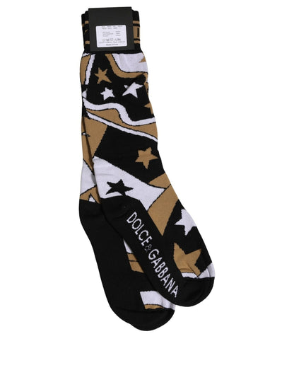 Dolce & Gabbana White Polka Dot Over The Calf Accessory Socks