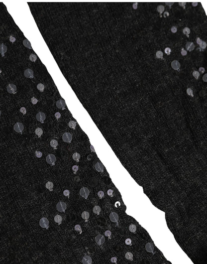 Dolce & Gabbana Dark Gray Sequined Wool Knee High Accessory Socks