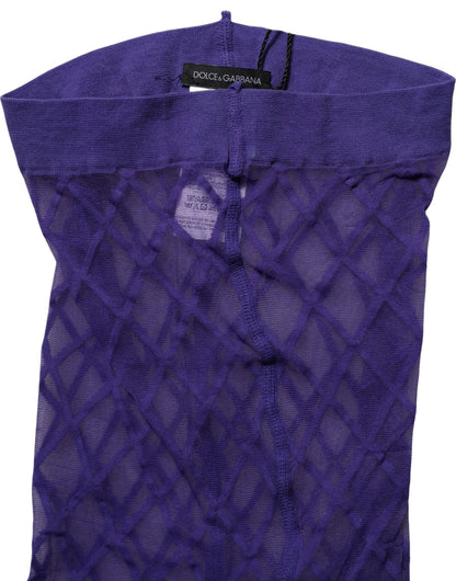 Dolce & Gabbana Purple Nylon Fishnet Pantyhose Stockings Socks