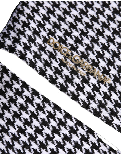 Dolce & Gabbana Black White Houndstooth Mid Calf Accessory Socks