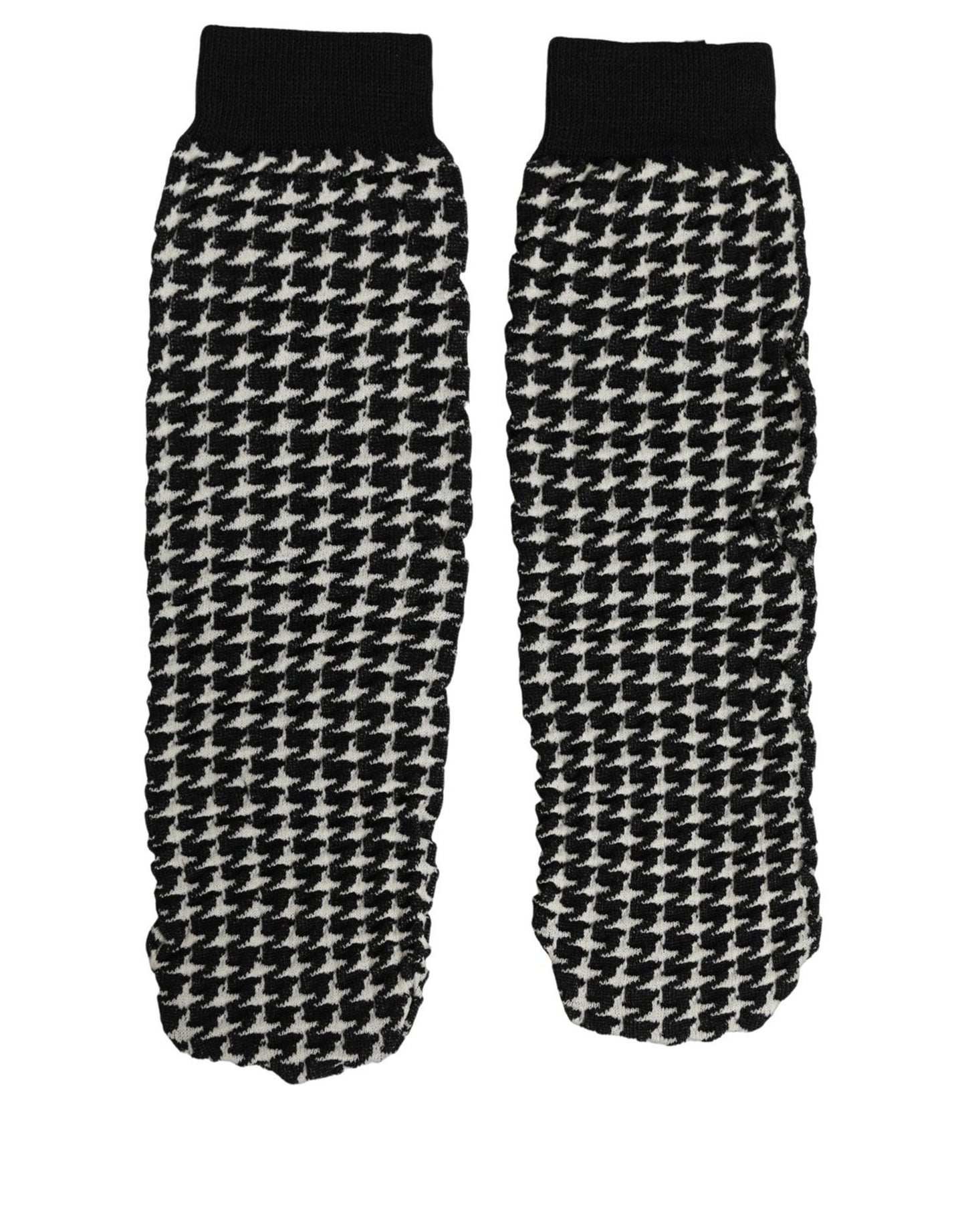 Dolce & Gabbana Black White Houndstooth Ankle Length Socks