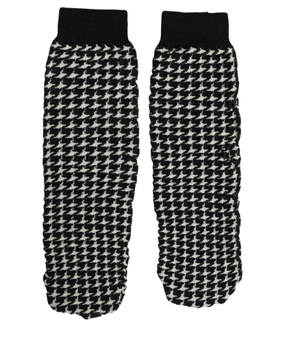 Dolce & Gabbana Black White Houndstooth Ankle Length Socks