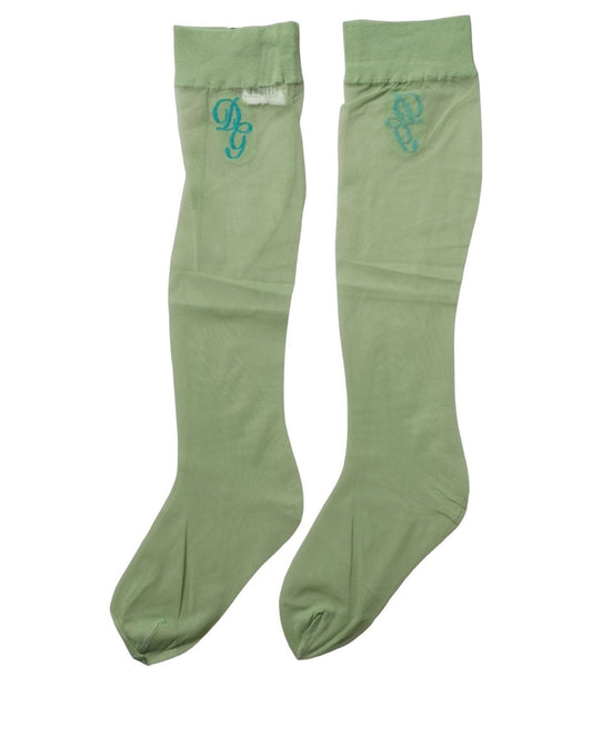 Dolce & Gabbana Green Knee High Sheer Nylon Accessory Socks