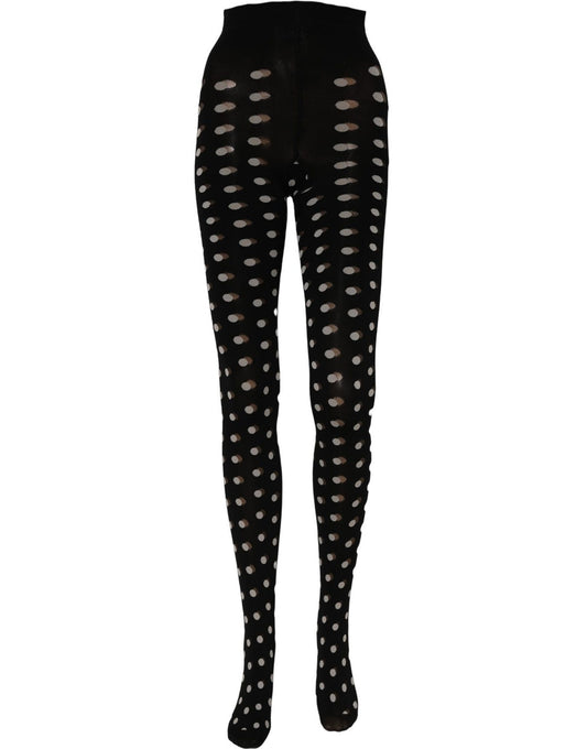 Dolce & Gabbana Black Polka Dot Fishnet Pantyhose Stockings Socks