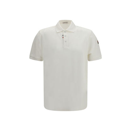 Moncler White Cotton Polo Shirt