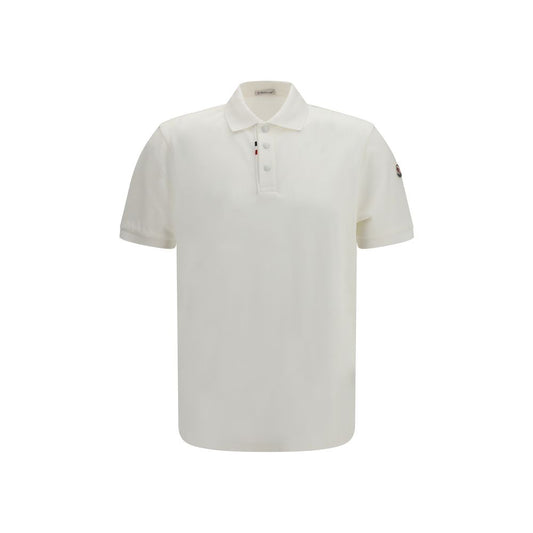 Moncler White Cotton Polo Shirt