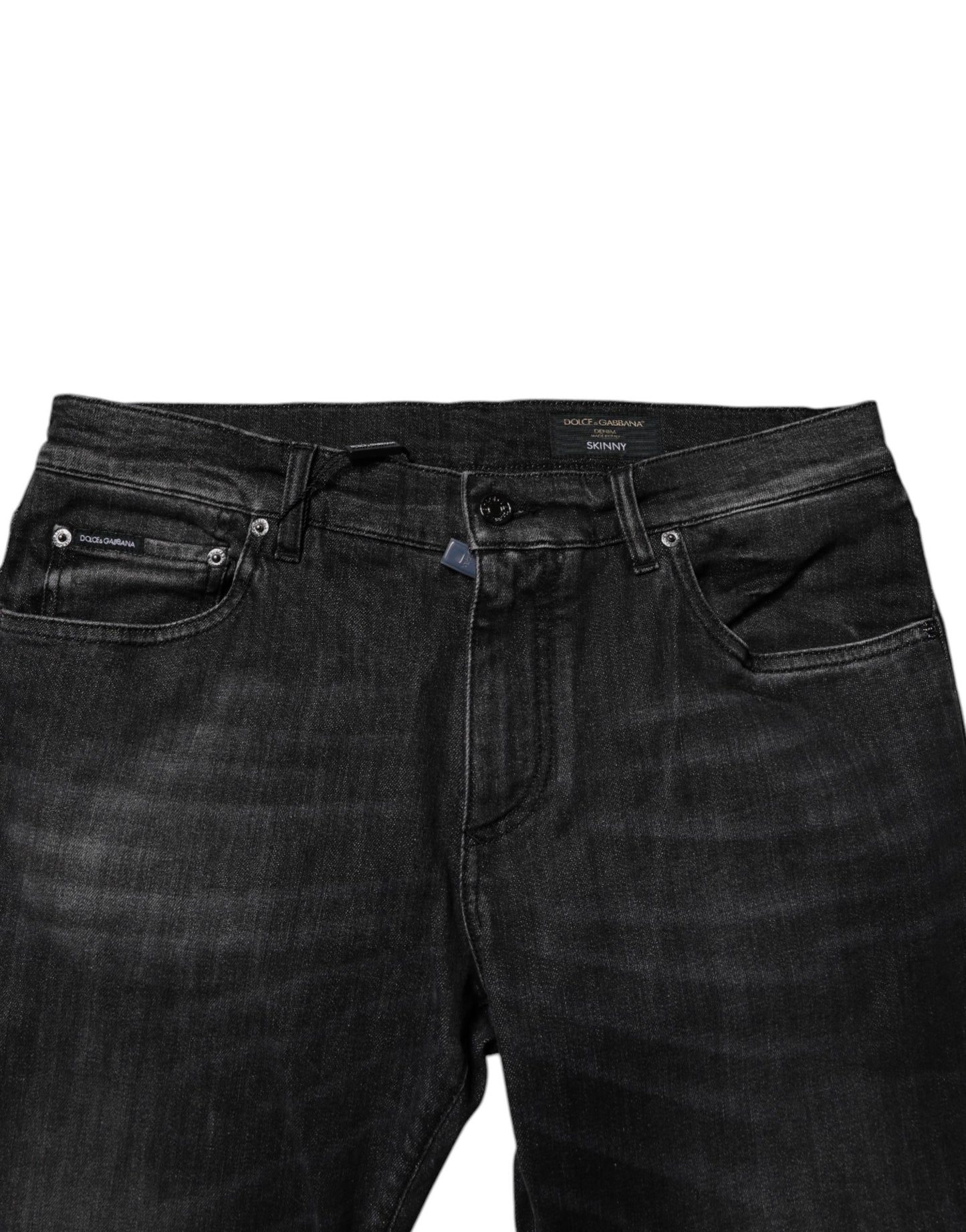 Dolce & Gabbana Dark Gray Washed Cotton Skinny Men Denim Jeans