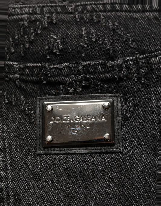 Dolce & Gabbana Dark Gray Cotton WideLeg Oversize Denim Jeans