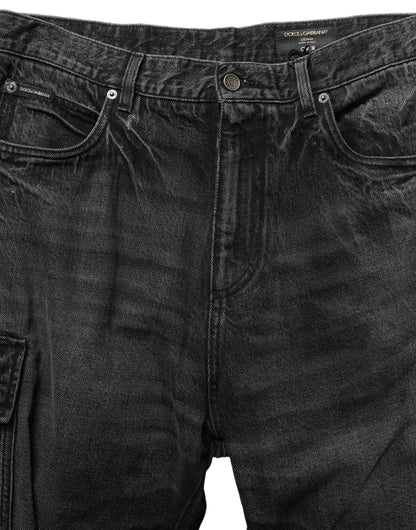 Dolce & Gabbana Dark Gray Cotton Baggy Cargo Men Denim Jeans