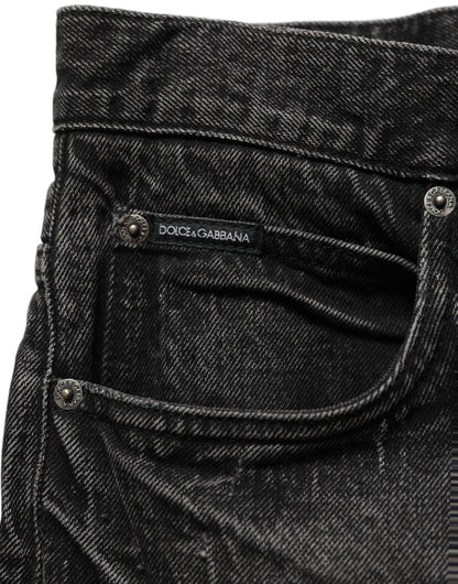 Dolce & Gabbana Dark Gray Cotton Baggy Cargo Men Denim Jeans