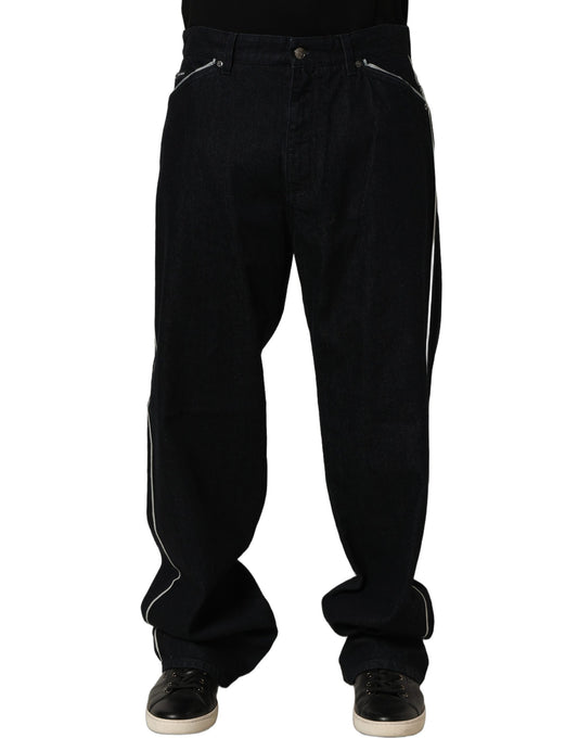 Dolce & Gabbana Black Cotton Stretch Straight Men Denim Jeans