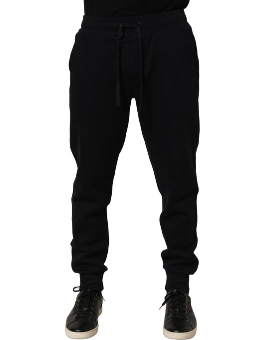 Dolce & Gabbana Blue Cotton Drawstring Jogger Trouser Pants