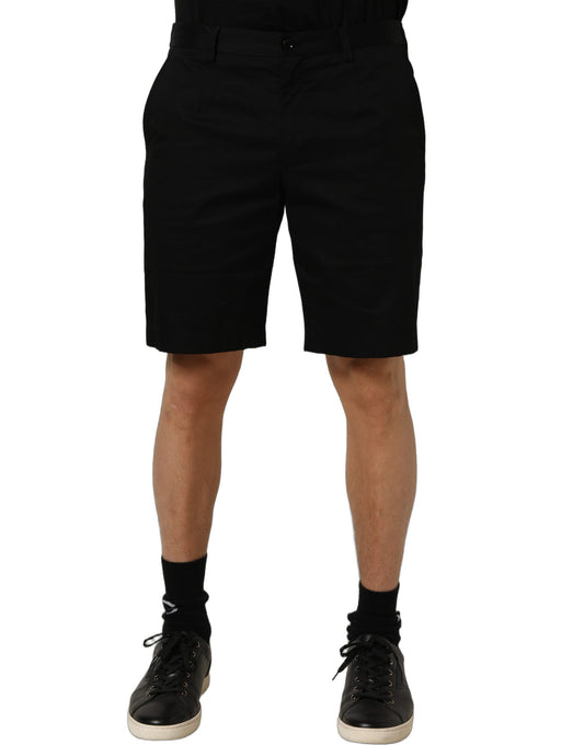 Dolce & Gabbana Black Cotton Mid Waist Men Bermuda Shorts